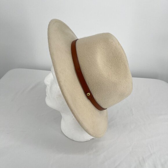 Free People Wool Wythe Leather Band Felt Hat OS French‎ Vanilla - Picture 7 of 7